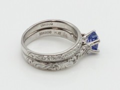 $7K Scott Kay 1.62ct Cert Blue NO HEAT Sapphire Diamond 19k White Gold Ring SET