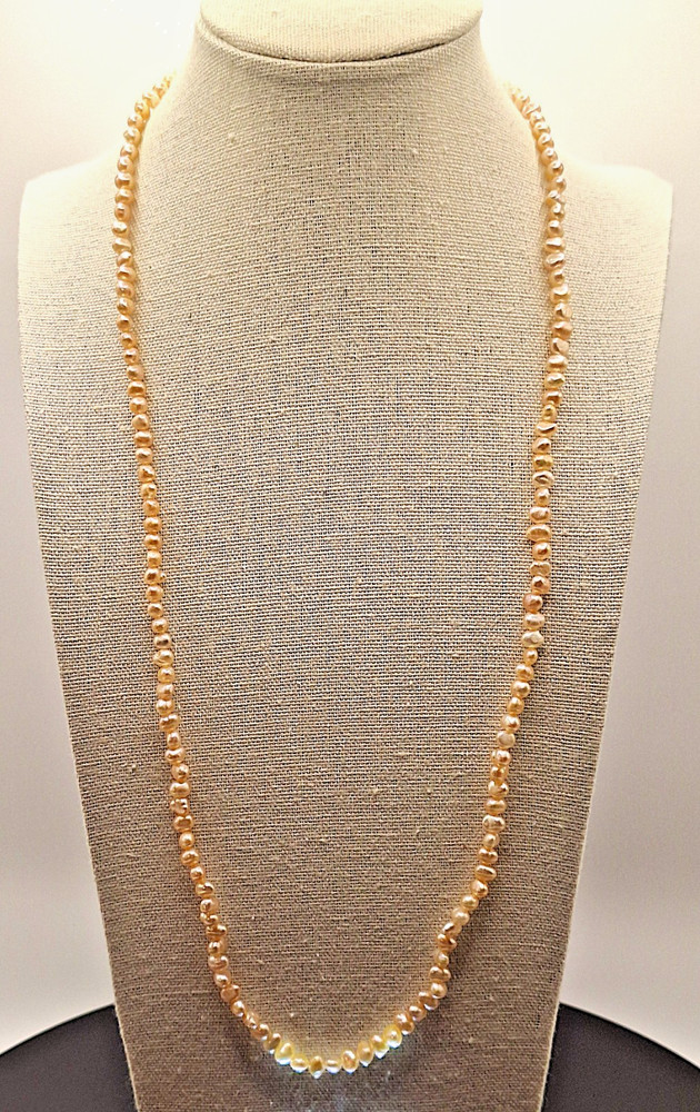 Vintage Freshwater Pearl 24 Inch Gold Filled Clasp Necklace