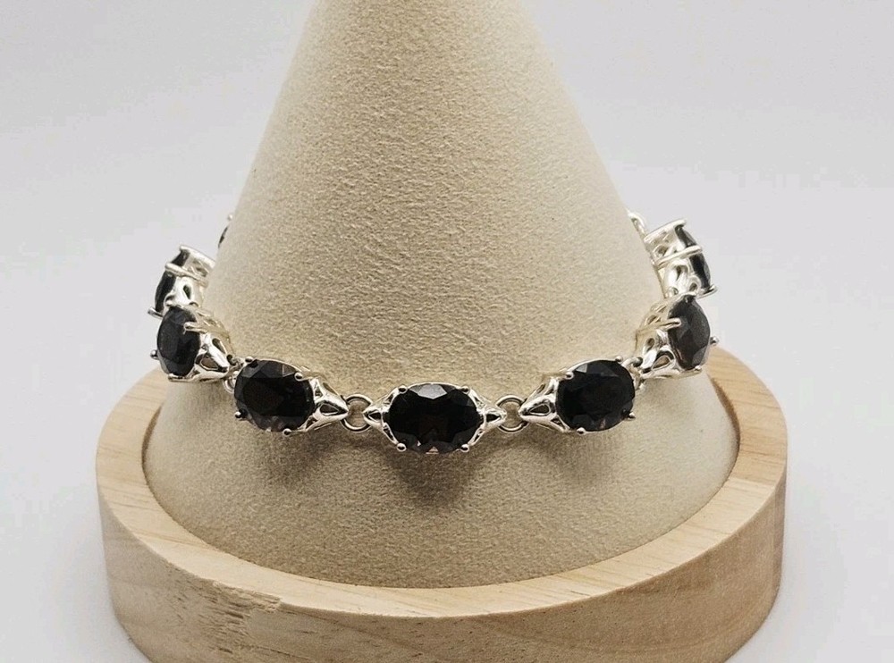 Ross Simons Sterling Silver 19.00ct Smoky Quartz Tennis Bracelet 7.5″