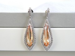 Vintage Sterling Silver 925 Champagne Drop Dangle Earrings