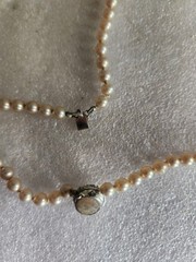 Peach Colored Faux Pearls Necklace • Made in Japan