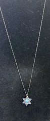 Vintage 935 Silver Israel Turquoise Star of David Pendant Necklace 19″ Chain