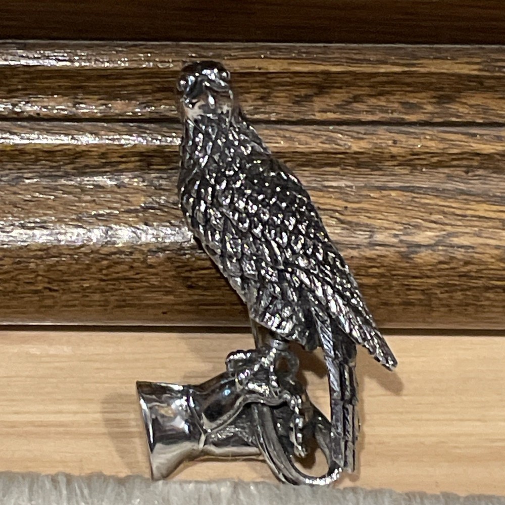 VTG Signed TORTOLANI SILVER Tone FALCON Hawk FALCONRY Pin BROOCH