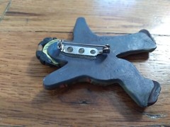 Vintage Polymer Clay Boy Brooch 2.5in Figure Signed