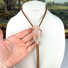 Impressive Vintage Western Southwestern Agate Arrowhead Bolo Tie