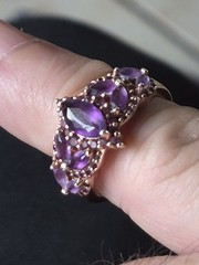BBJ 925 Silver gold plated purple amethyst stones woman’s size 8