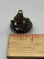 Vintage Alligator Crocodile Adjustable Ring Multi Colored Rhinestones