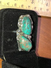 Native American Turquoise Sterling Silver Ring Old Pawn Antique Navajo 7.5