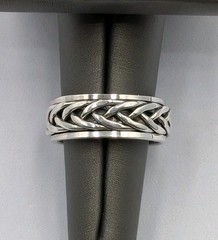 Vtg 925 Sterling Silver Braided Spinner Ring Size 8.75 Unisex Fidget Worry Band