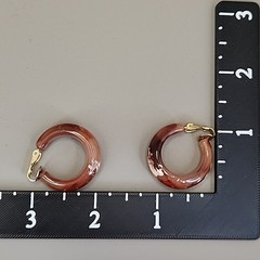 Vintage Hoop Clip On Earrings Speckled Acrylic Brown 1″