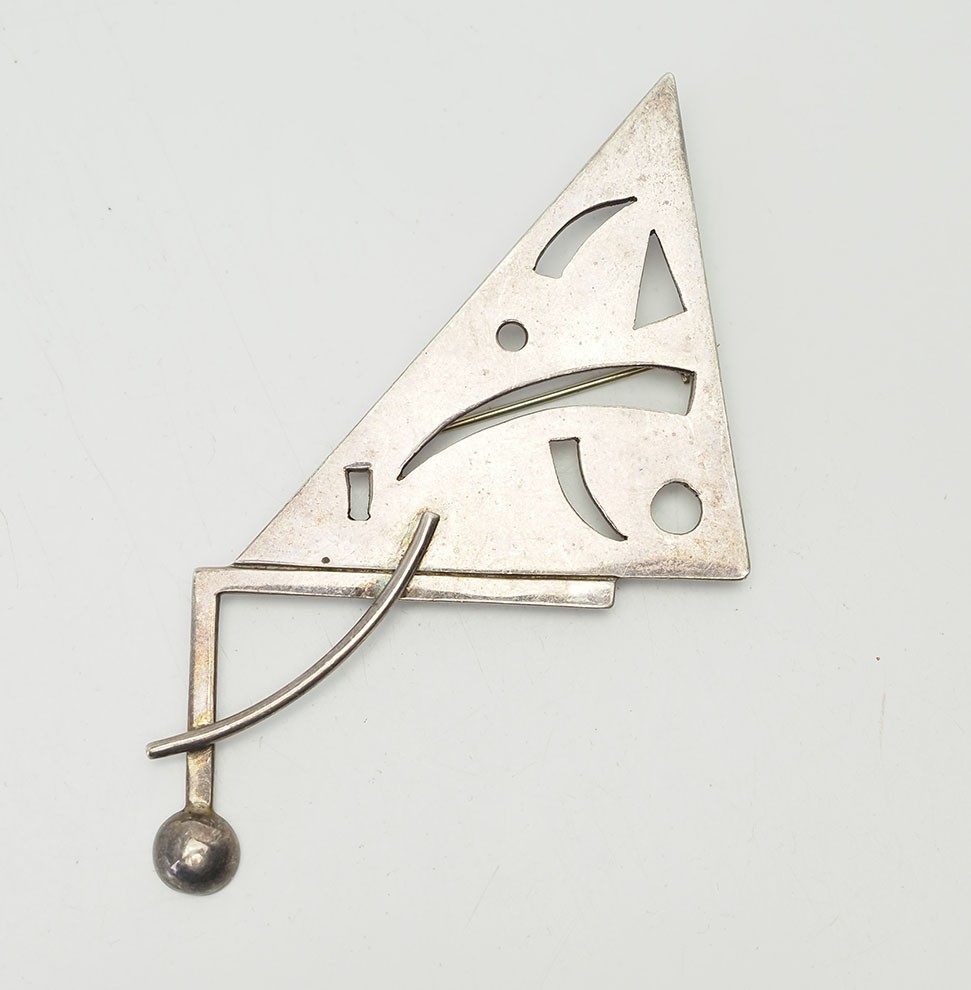 Fantastic vintage mid century modern cut out geometry pin brooch
