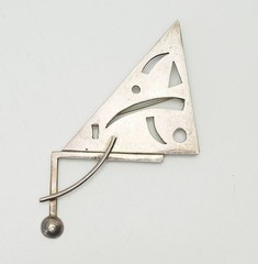 Fantastic vintage mid century modern cut out geometry pin brooch