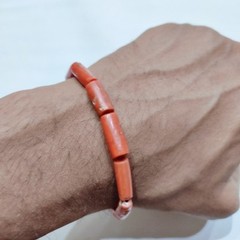 Italian Red Coral Bracelet Natural Coral Handmade Gemstone Stretchable Bracelet