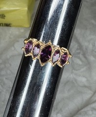 Vintage AVON Marquise Purple Amethyst Ring Size 9.75 Gold Plated Fashion