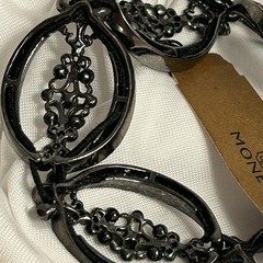 Monet link bracelet black crystal filigree marcasite Victorian Gothic glam art