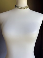 Vintage 1950’s Four Row Rhinestone Choker Style Necklace Silver Tone 15” Inch