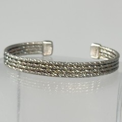 Vintage Bohemian Sterling Silver 925 Italy Woven Open Cuff Bracelet 7” 13.2g