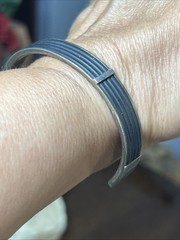 57. Vintage BIB 925 Sterling Artificial Elephant Hair Cuff Bracelet 17.2g, 6 3/4