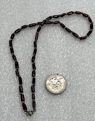 Vintage Dainty Almandine Garnet & Gold Tone Bead Necklace 14”