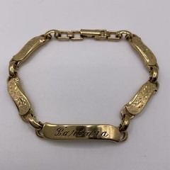 Vintage LaMode Karatclad Gold Tone Engraved Link Bracelet Barbara 1975 Good