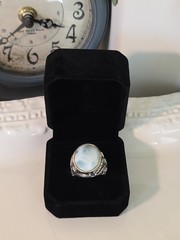 Vintage 925 Larimar Ring Thailand Sterling Silver Large Oval Statement Size 6