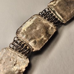 Vintage Swiss Enamel Asian Cities Bracelet – Filigree Silver Metal 7″ Antique