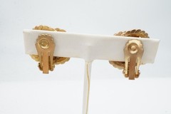 Vintage Clip On Earrings Gold Tone Textured Knot