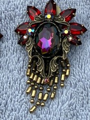 Juliana DeLizza Elster Clip on Earring Watermelon Multifacet Rhinestone Flower