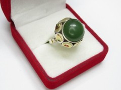 Vintage USSR sterling silver ring 875 star, nephritis, 7,81 gr, ring size 7.