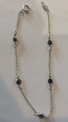 Vintage 925 Stwrling Silver And Black Cz Bracelet 7 3/4″