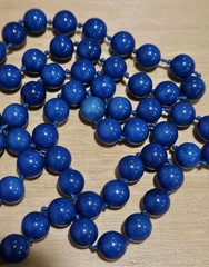 Long Flapper 36 In Lapis Stone Necklace Vintage Knotted.