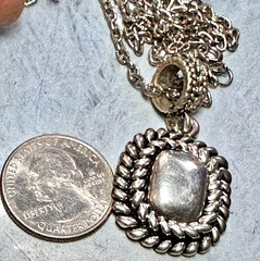 Vintage Silver Tone and Square Pendent Necklace, Signed BEST, 30″