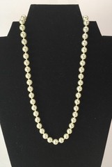 Knotted Single Strand Faux Pearl Gold Plated Clasp Creamy Beige Necklace 18″ L