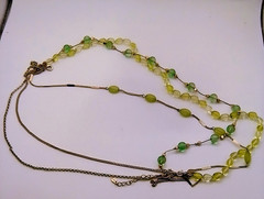 Rare Vintage Monet Glayer Peridot Emerald Green Glass Bead Bib Layers Necklace