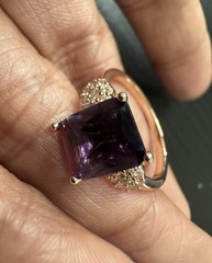 585 14K RG Stamped Rose Gold Indigo Crystal Floral Gem Size 7 Ring