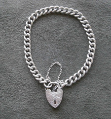 Georg Jensen Ornate Padlock Curb Link Vtg Sterling Silver Bracelet 7.75″ 18.5g