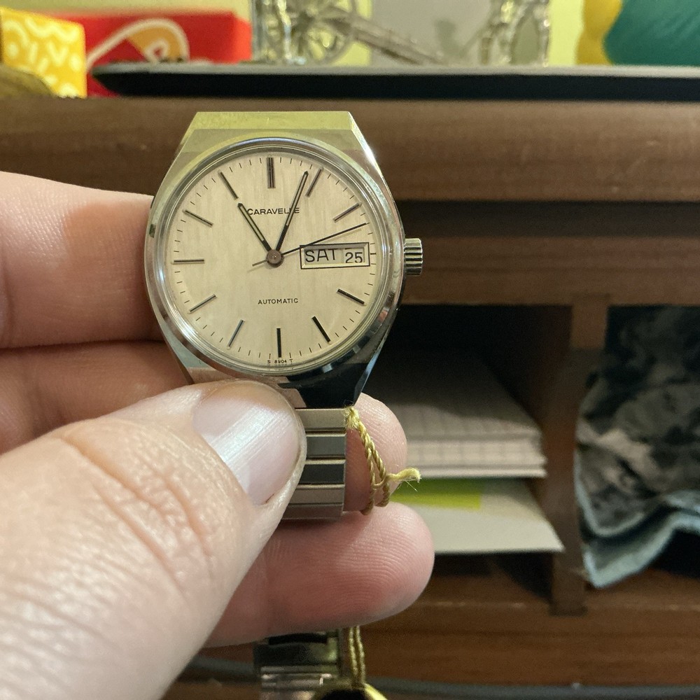 Vintage Working Caravelle/Bulova Automatic Day-date Men’s Watch Stainless Steel