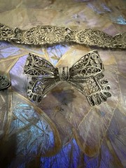 Vintage 900 Silver Bracelet And 800 Brooches