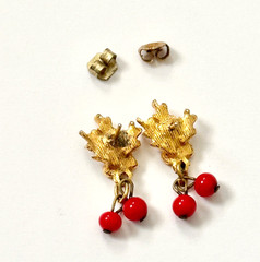 Vintage Multicolor Rhinestone Glass Beaded Dangle Drop Earrings Gold Tone