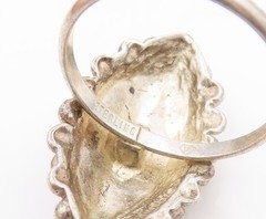925 Sterling Silver Vintage Ring Marquise Shape Beaded Cluster Sz 7 RG34152
