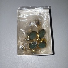 Vintage Gold Tone Scarab Multi Color Stone Bracelet and Vintage Green Earrings