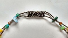 Handcrafted Boho Fun Chunky Glass Beads Charms Long Necklace New NWOT 34″ Fish