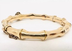 Victorian 15ct 15k Gold Rose Cut Diamond Bangle Bracelet 19.34g Antique Jewelry