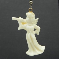 Angels Playing Instruments Dangle Earrings VTG Christmas Holiday Horn Cello