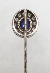 VINTAGE 18K WHITE GOLD & SAPPHIRE MEN’S CUFFLINKS & STICK PIN