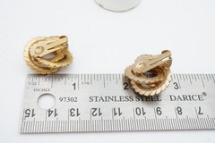 Vintage Clip On Earrings Gold Tone Textured Knot