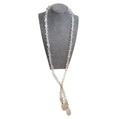Vintage Clear & Frosted Lucite Acrylic Large Chunky Beaded Lariat Necklace