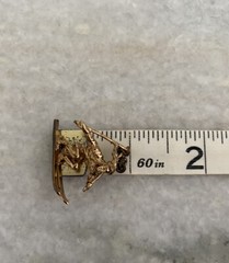 Vintage Gold Over Sterling Silver Ski Charm Skiing Skier Pendant