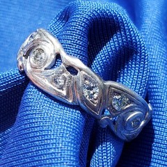 Original EARTH MINED DIAMOND Deco Band Vintage PLATINUM Eternity Anniversary 8
