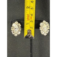 1. Vintage Weiss Clear Rhinestone Clip‑On Earrings – Sparkling Mid‑Century